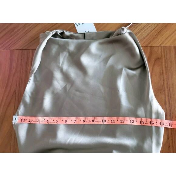 Zara Olive Green Satin Maxi Dress - Picture 9 of 13